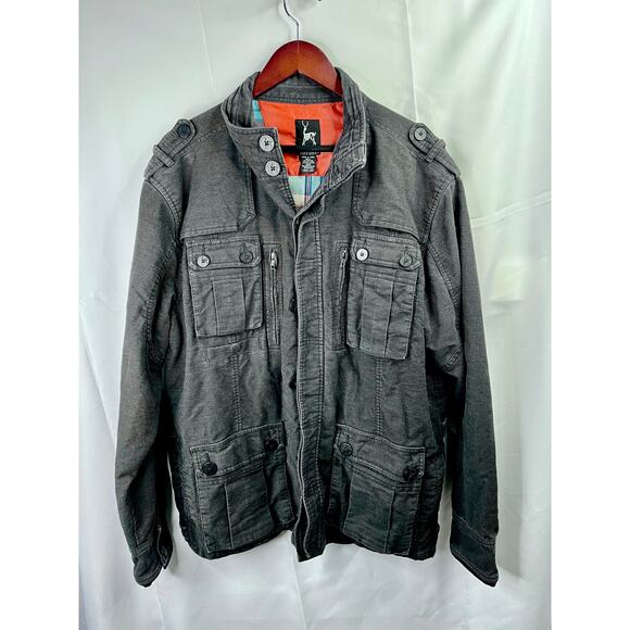 Kane & Unke Men's XXL Military Style Jacket Gray Coat Lined Cotton Blend Pockets - Picture 16 of 16